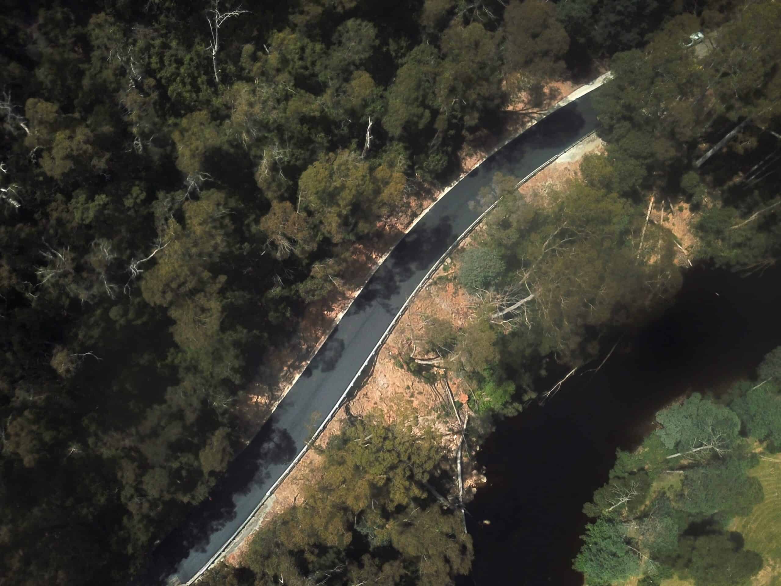 drone image of road